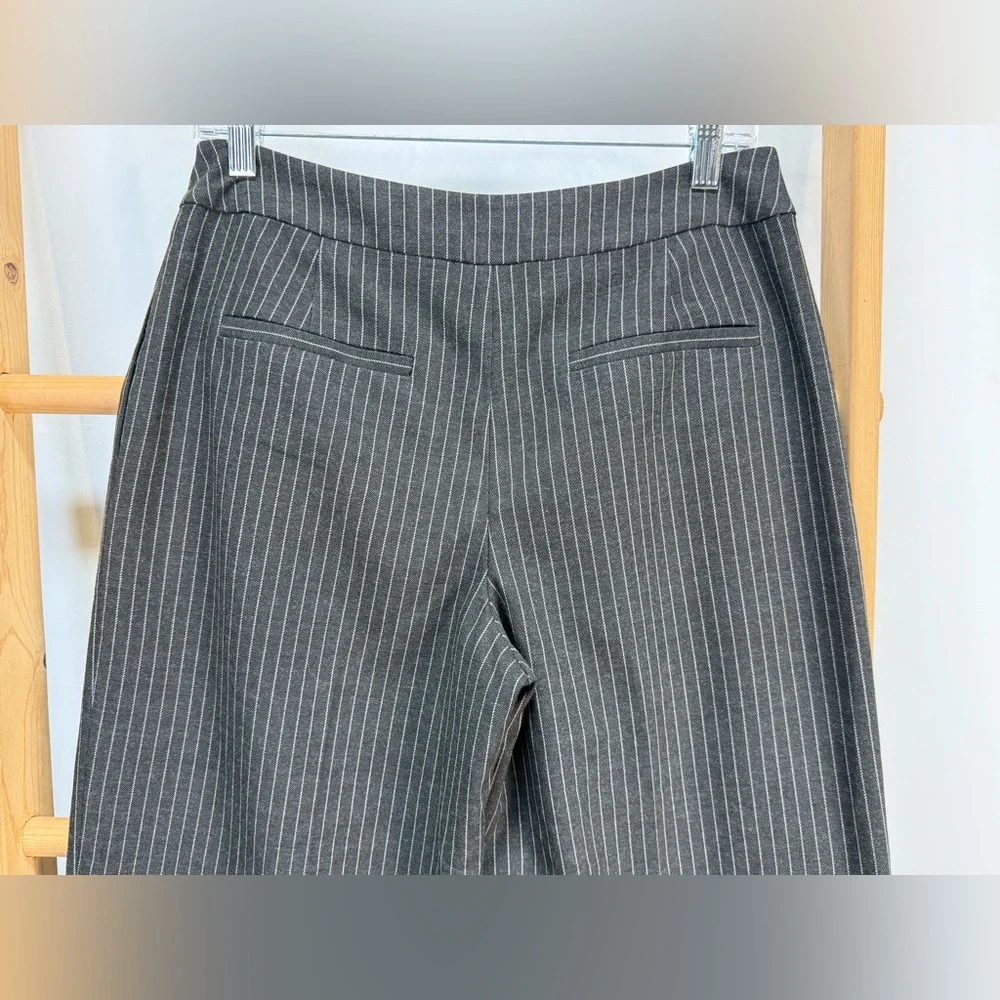 OPEN EDIT Gray pinstriped wide leg pleated front pants size S - Picture 9 of 16